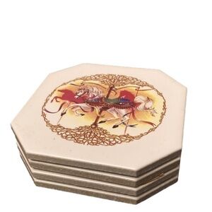 Ceramic Carousel Coasters - Set of 4